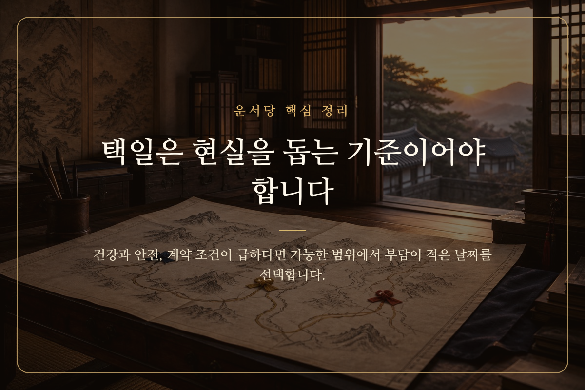 여러 이사 조건 속에서 현실적인 방향을 선택하는 나침반 이미지 카드