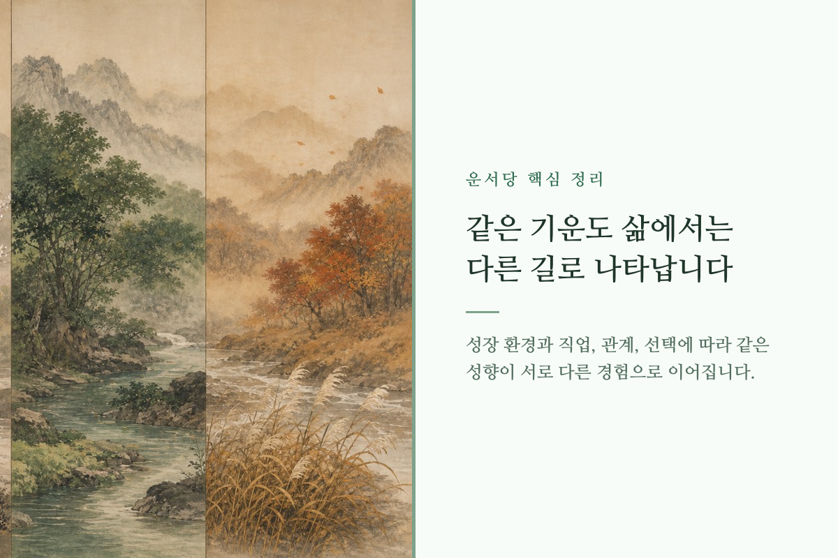 하나의 출발점에서 직업과 관계와 배움의 여러 길로 갈라지는 모습을 담은 이미지