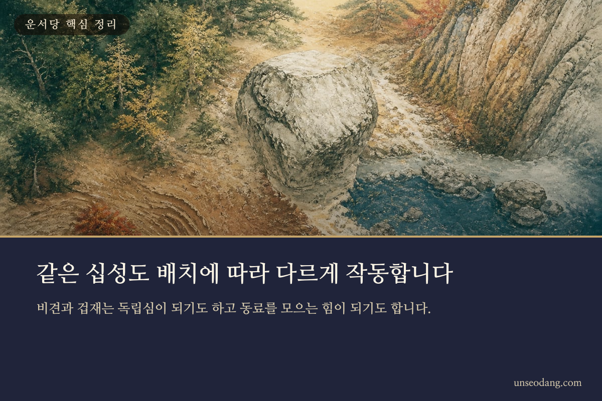 사주의 같은 요소가 단독 창업과 동업에서 다르게 작용하는 이유를 설명한 카드
