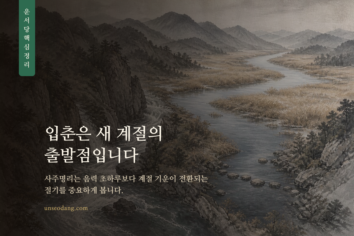 겨울에서 봄으로 넘어가는 절기의 흐름을 표현한 이미지