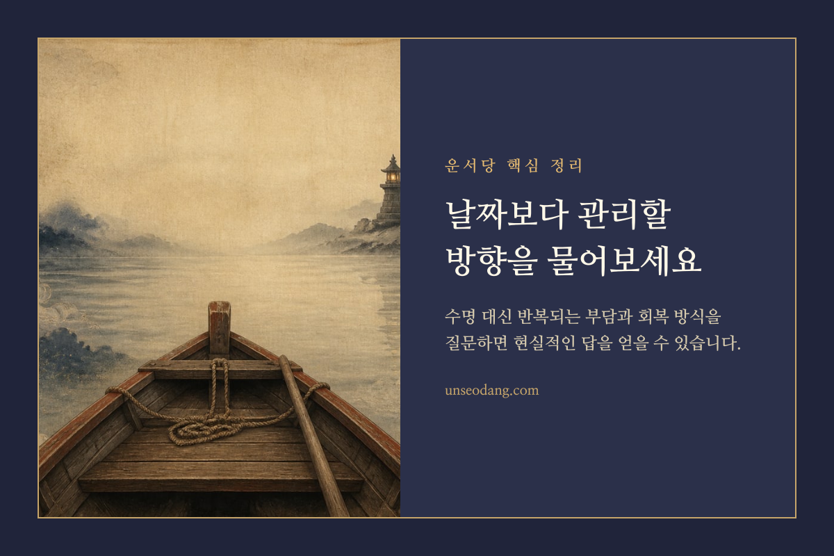 수명 예측 대신 생활 관리의 방향을 찾도록 안내하는 핵심 정리 카드