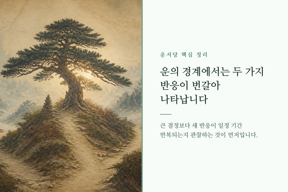 두 방향 사이에서 새로운 흐름을 살피는 나침반 이미지