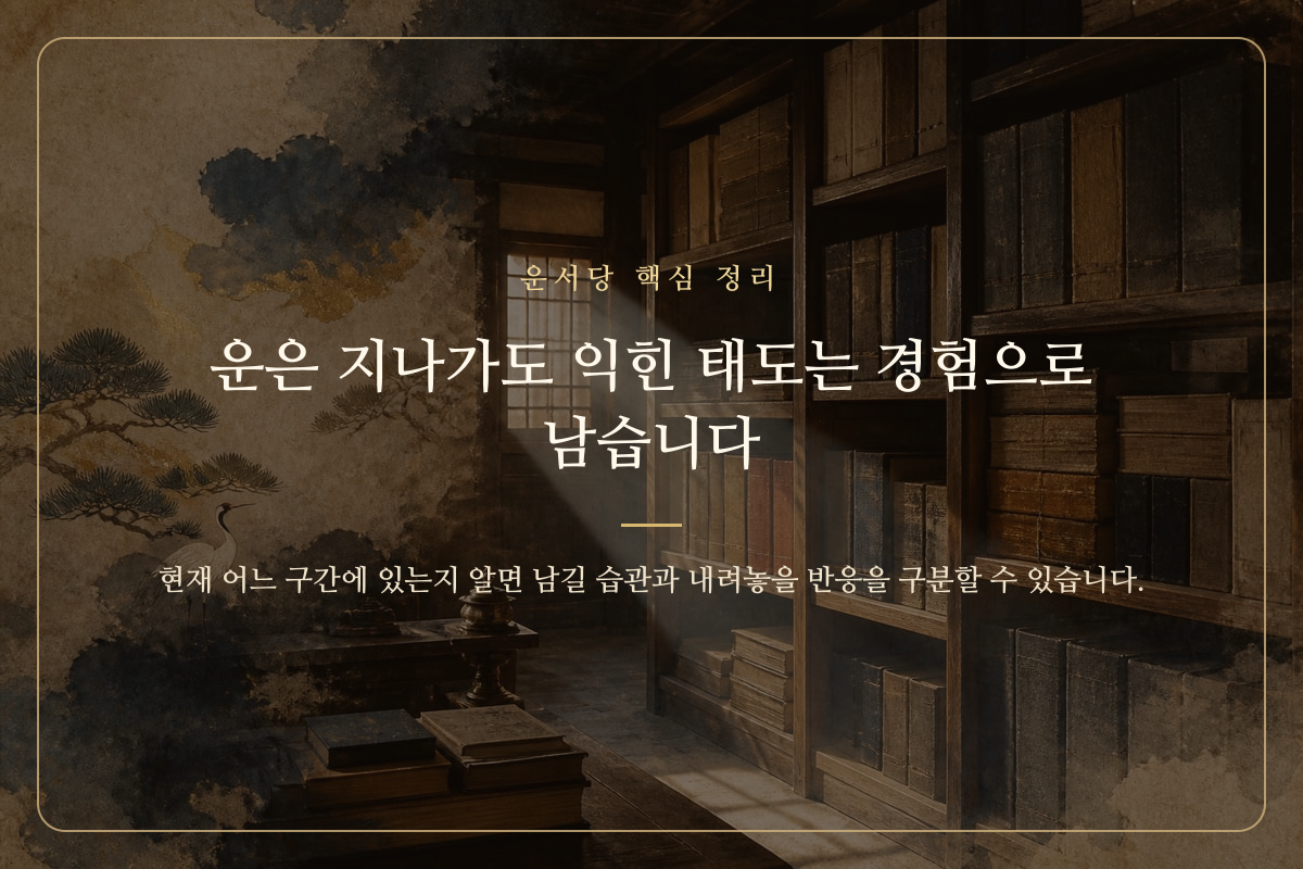 지나온 삶의 흐름과 남은 습관을 서책에 기록한 이미지