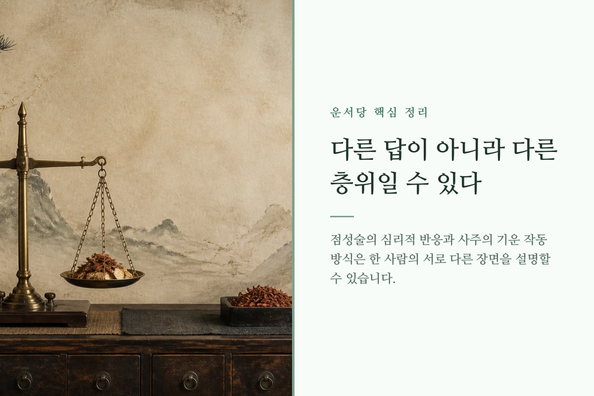 한 사람을 서로 다른 방향에서 비추는 두 개의 해석 틀을 나타낸 이미지