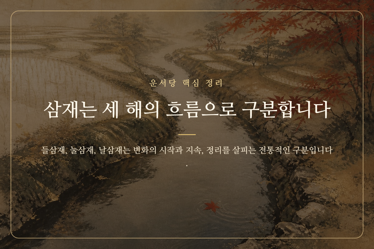 들삼재에서 눌삼재와 날삼재로 이어지는 세 해의 흐름을 보여 주는 정리 카드