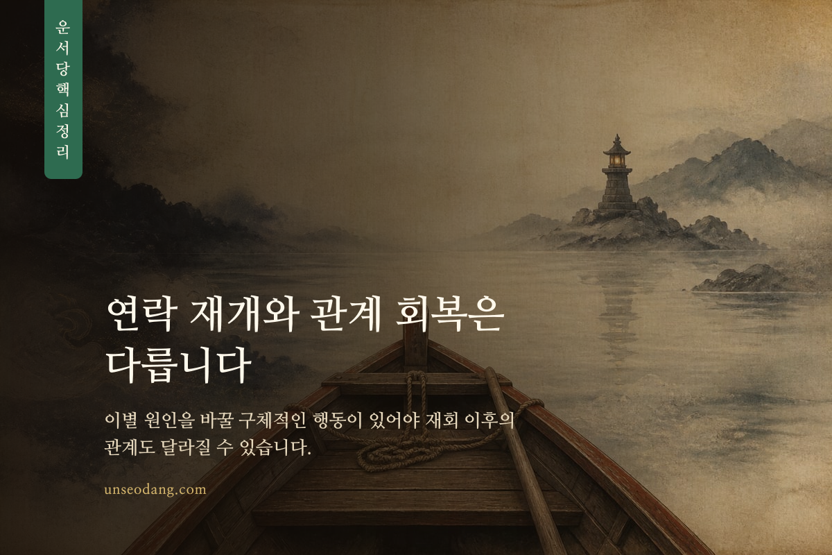 재회 여부를 결정하기 전 관계의 방향을 점검하는 이미지 카드