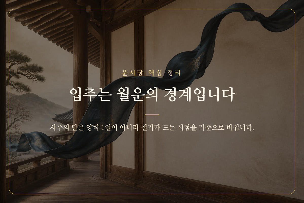 여름에서 가을로 이어지는 길과 입추 월운의 경계를 표현한 이미지