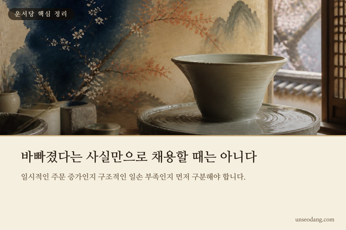 혼자 여러 업무를 처리하는 창업자의 작업대와 쌓여 있는 주문서를 표현한 이미지