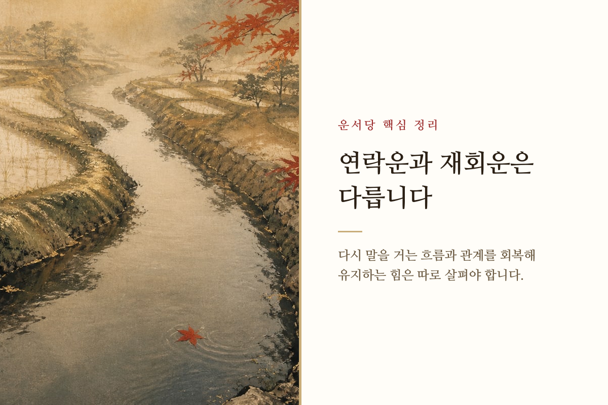 연락과 재회의 두 갈래 흐름을 보여 주는 정리 이미지