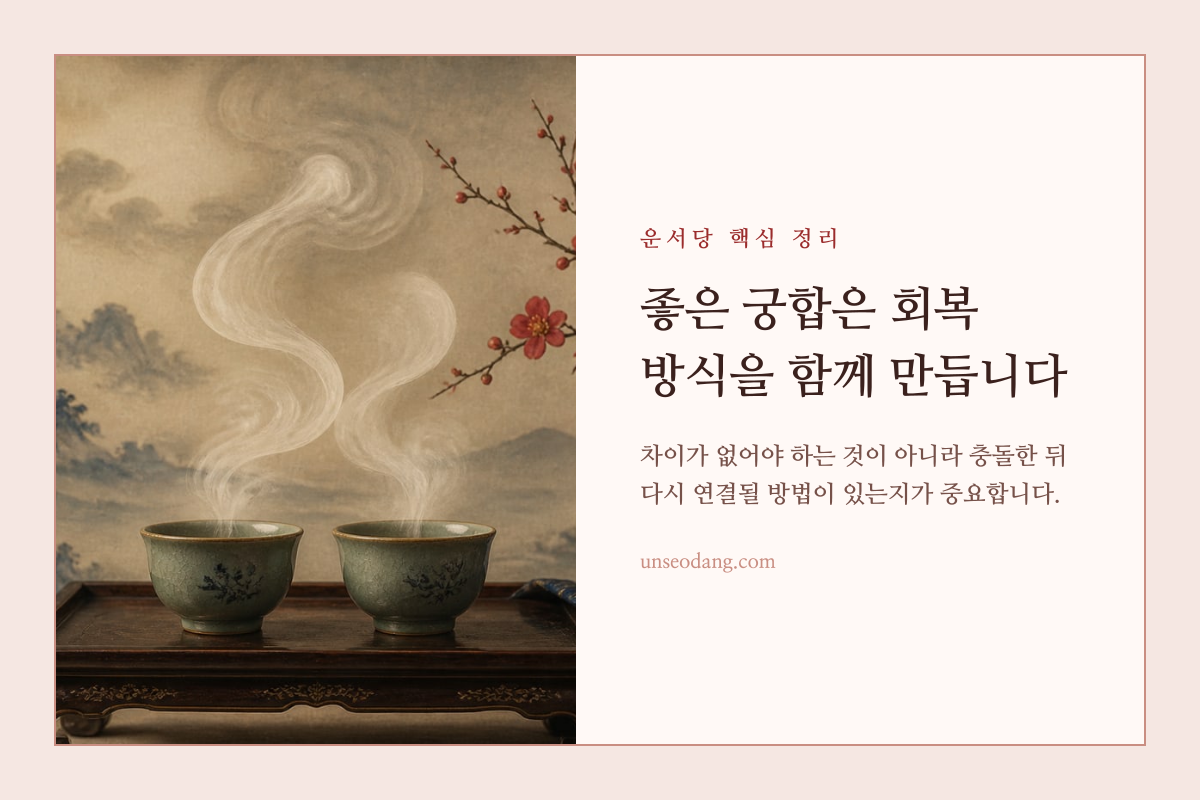 느슨해진 매듭을 두 사람이 함께 다시 잇는 모습을 담은 이미지