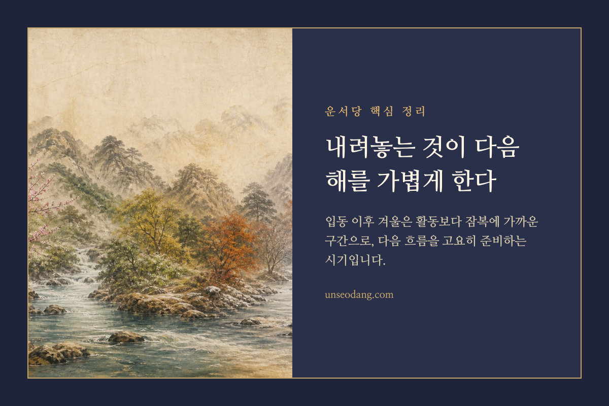 설경 속 여백과 고요함을 담은 겨울 준비의 이미지